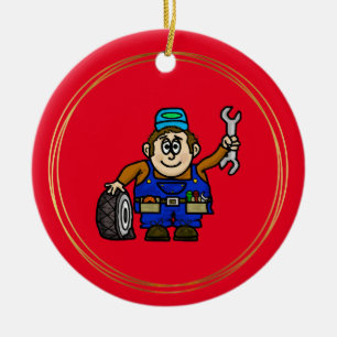 Petit Homme Automobile Mécanique Ornement de Noël