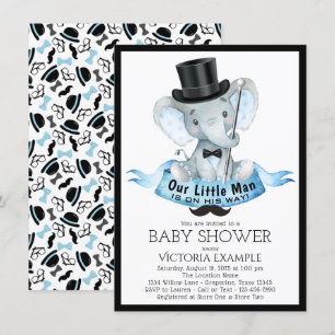Petit Homme Baby shower Invitation Dapper Elephant