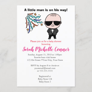 Petit Homme Baby shower Invitation Drôle mignon ga