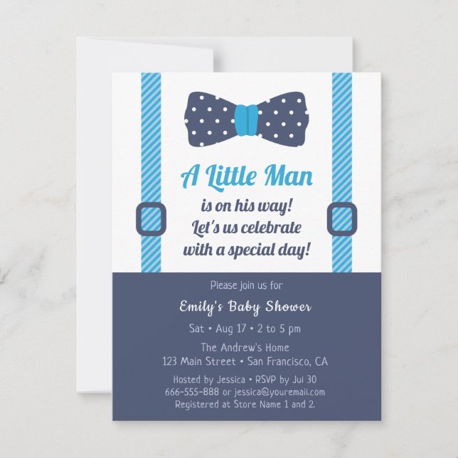 Petit Homme Gentleman Baby Boy Shower Invitations (Devant)