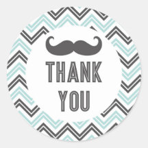 Petit Homme Mustache Chevron Sticker Merci