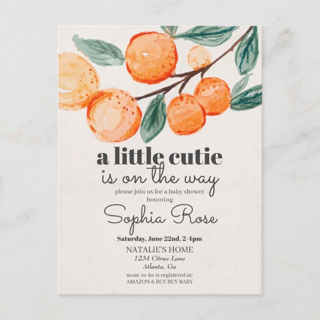 Petit invitation baby shower orange (Devant)