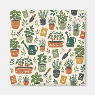 Petit jardin illustré aimant carré