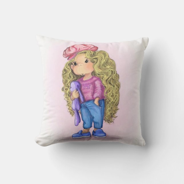 Petit Jouet Blonde Fille Lapin Jeu Jeu Oreiller (Recto)