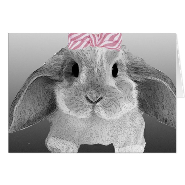 Petit lapin adorable avec un arc rose (Devant Horizontal)