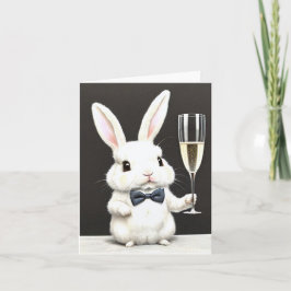 Petit lapin mignon avec Carte Champagne