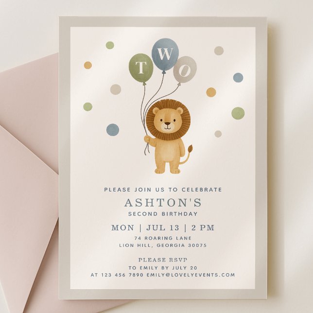 Petit Lion & Confetti Boy Invitation d'anniversair (Créateur téléchargé)