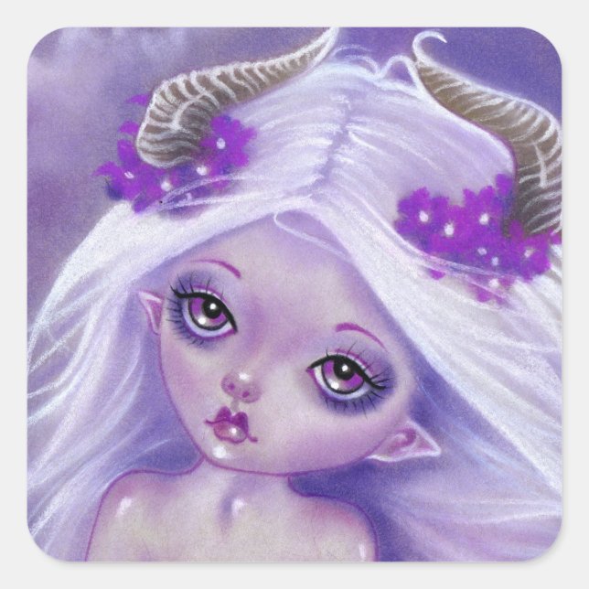 Petit Luna fille lune violet autocollant (Devant)