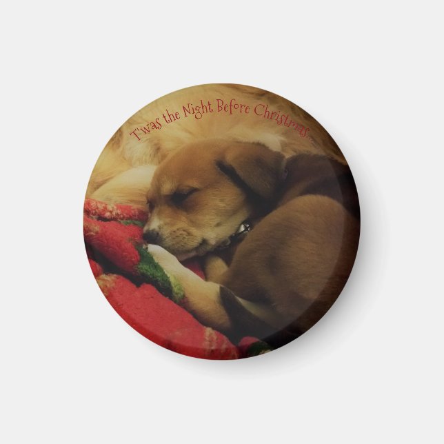 Petit Magnet de Noël de Leeloo rond (Devant)