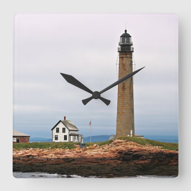 Petit Manan Lighthouse, Maine Wall Clock Quadratische Wanduhr (Vorderseite)