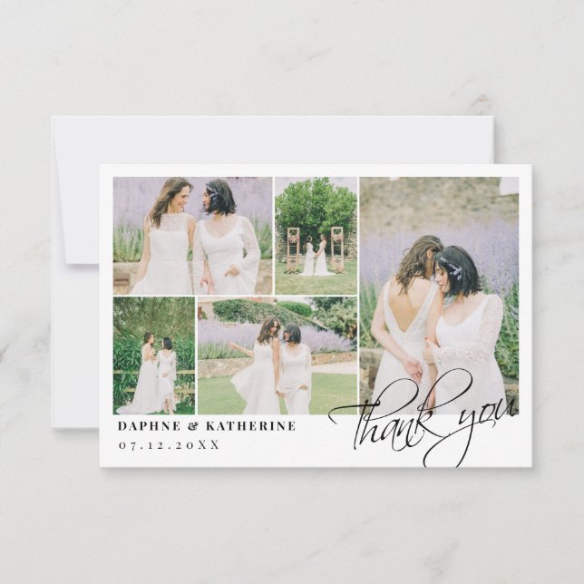 Petit Mariage blanc Collage photo Merci de script (Devant)