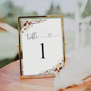 Petit Mariage Fleur sauvage Numéro de table