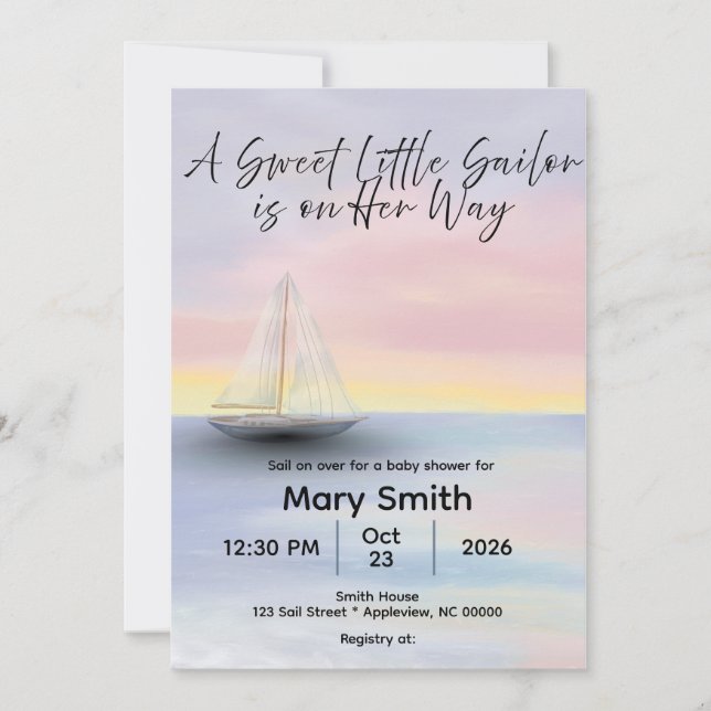 Petit marin sur son chemin Baby shower Invitation (Devant)