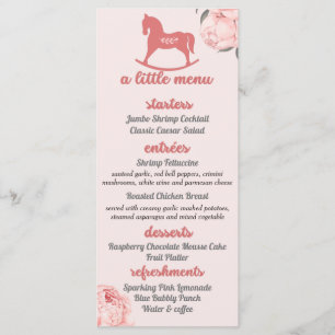 Petit menu Baby shower Pony Rose Photo