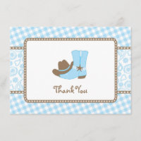 Petit Merci de baby shower de cowboy bleu et brun