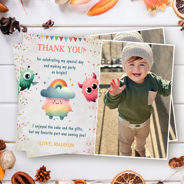 Petit Monster Anniversaire Photo Carte de remercie (Créateur téléchargé)