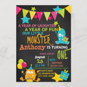 Petit Monstre Un Anniversaire Invitation
