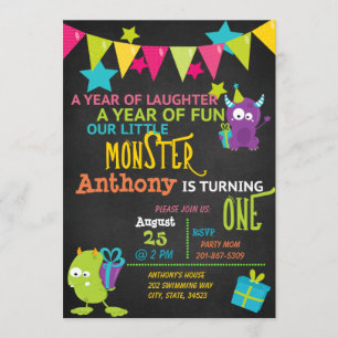 Petit Monstre Un Anniversaire Invitation