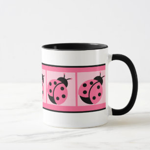 Petit Mug à Café à Rayures avec Coccinelles