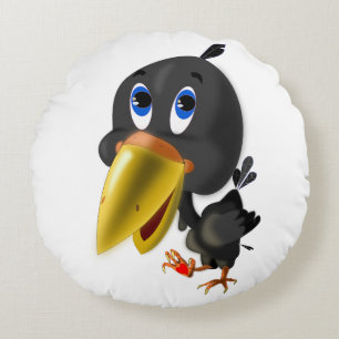 Petit oiseau avec cadeau de coeur drôle Coussin ro