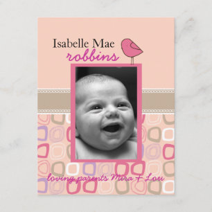 petit oiseau faire-part de naissance double face