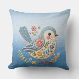 Petit Oiseau Floral Bleu Jeu Oreiller