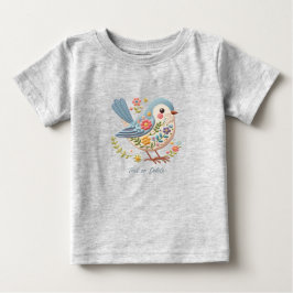 Petit Oiseau Floral Bleu T-Shirt Bébé