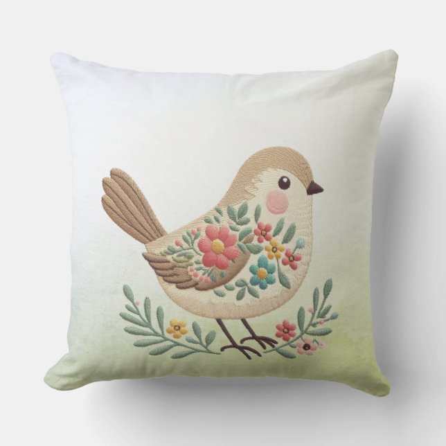 Petit Oiseau Floral Oreiller (Recto)