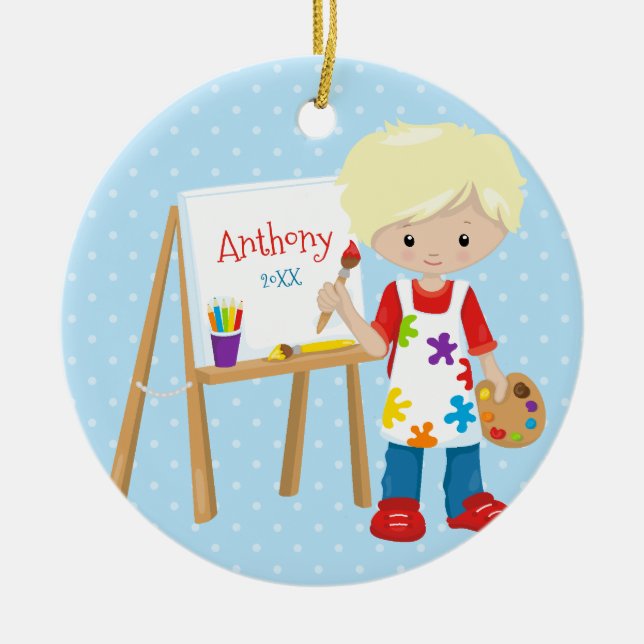 Petit ornement personnalisé de Noël d'artiste (Devant)