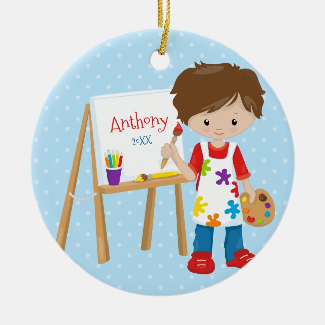 Petit ornement personnalisé de Noël d'artiste (Devant)