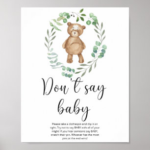Petit ours en peluche N'écrivez pas bébé Affiche