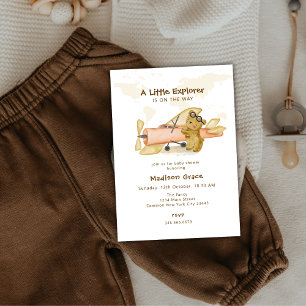 Petit Ours Explorateur Carte Avion Baby Shower