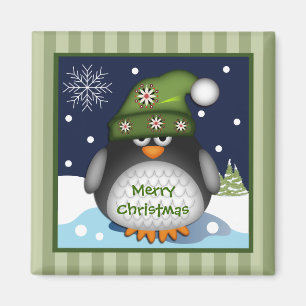 Petit pingouin et joyeux texte de Noël Magnet