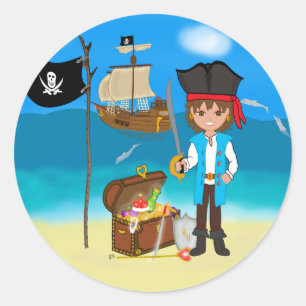 Petit pirate avec Stickers coffre au trésor