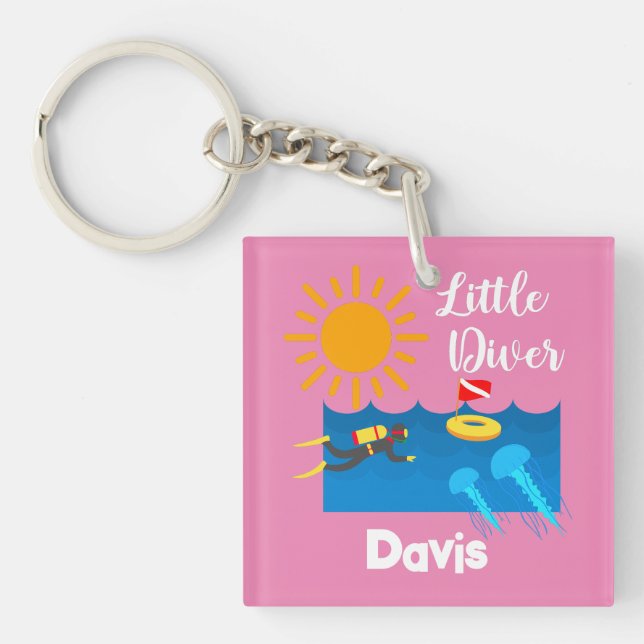Petit Plongeur avec Poisson Jelly - Porte - clé ac (Devant)