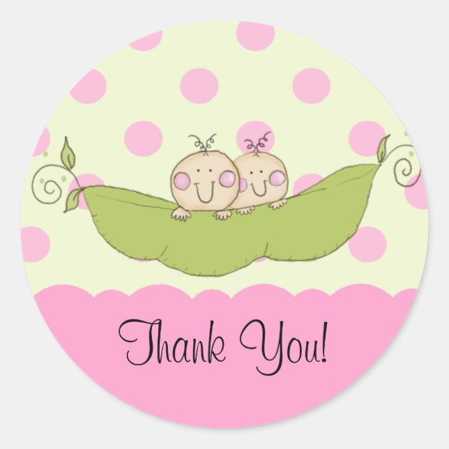 Petit Pois Doux Twins Baby shower Sticker rose (Devant)