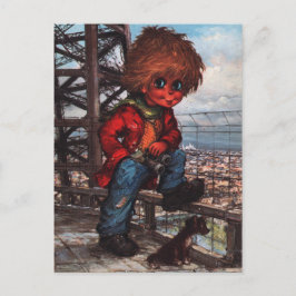 Petit Poulbot à la Tour Eiffel Postkarte