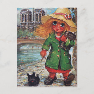 Petit Poulbot et petit chien Postkarte