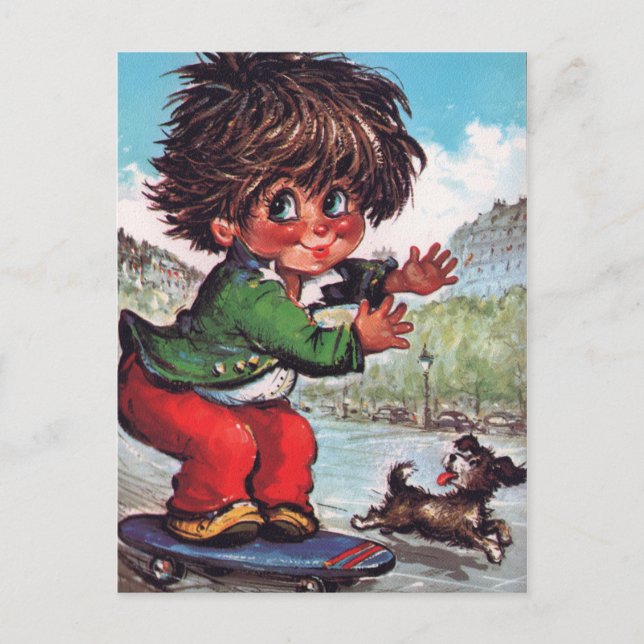 Petit Poulbot Skate Postkarte (Vorderseite)