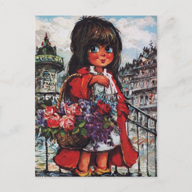 Petit Poulbot vendeuse de fleurs Postkarte (Vorderseite)