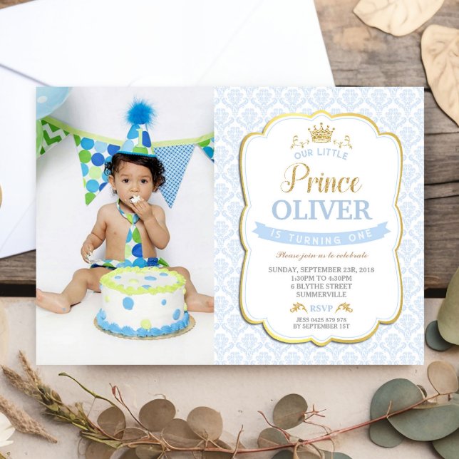 Petit Prince Anniversaire Invitation Garçon Photo  (Créateur téléchargé)