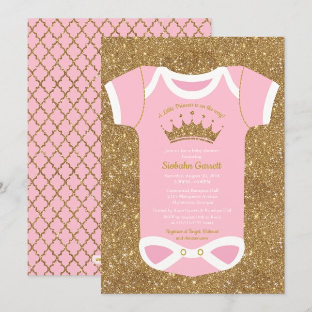 Petit Princesse Baby Bodysuit Douche Invitation (Devant / Derrière)