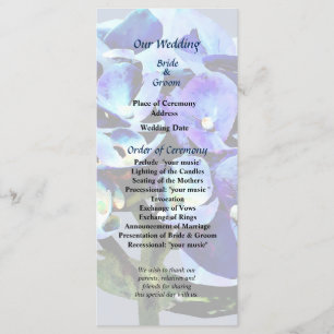 Petit programme de mariage Blue Hydrangea
