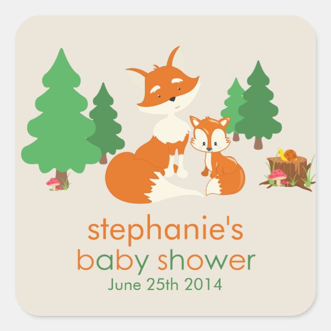 Petit renard mignon et Sticker Baby shower maman (Devant)