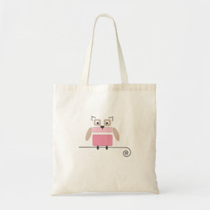 Petit sac à provisions de hibou rose