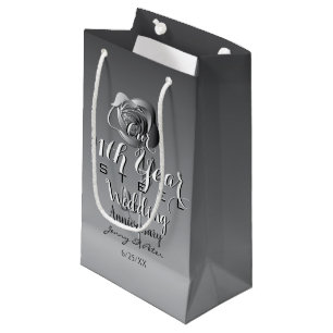 Petit Sac Cadeau 11e anniversaire Mariage Rose en acier 