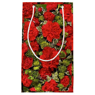 Petit Sac Cadeau 17e anniversaire du Mariage, oeillets rouges