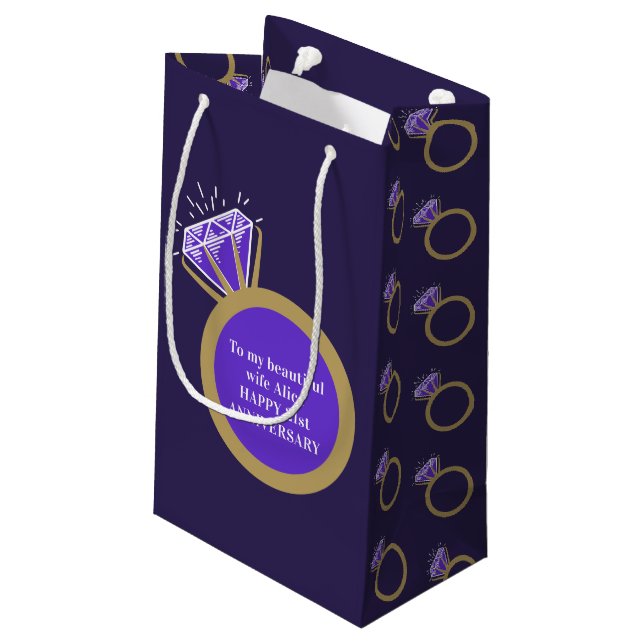 Petit Sac Cadeau 21e Anniversaire du mariage anneau de gemme violet (Dos Angle)