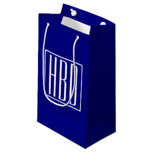 Petit Sac Cadeau 3 Initiales Monogramme Bleu et blanc de la marin