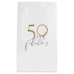 Petit Sac Cadeau 50 & Fabulous Gold Black & White 50e anniversaire